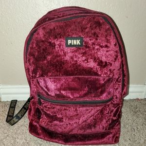 Velvet Burgundy Pink Victoria's Secret Backpack